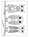 Aboriginal Animal Birds Owl Drawings Coloring Book Page