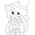 Cat Christmas Coloring Book Page