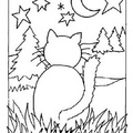 Cat Halloween Coloring Book Page
