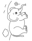 Baby Elephant Coloring Book Page