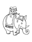 Elephant Ride Coloring Book Page