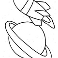 Space Spaceship Basic Shapes Toddler Beginner Coloring Book Page
