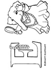 E Elephant Animal Alphabet Coloring Book Page