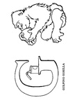 G Gorilla Animal Alphabet Coloring Book Page