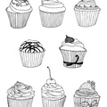 Cakes / Cupcake Coloring Book Page