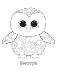 Swoops Owl Beanie Boo Coloring Book Page
