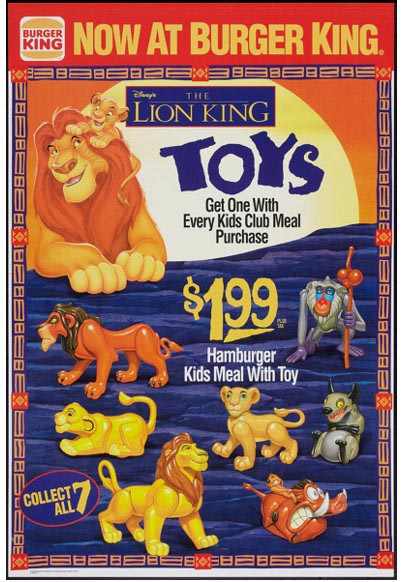 U PICK 1994 DISNEY'S THE LION KING MOVIE BURGER KING KIDS MEAL TOYS 