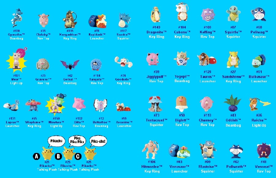 burger king pokemon toys 1999 list
