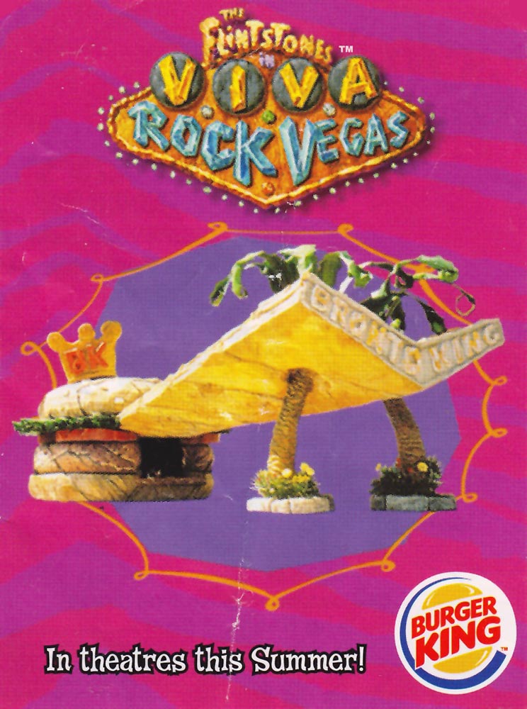 Details about   Burger King Flintstones Viva Las Vegas 2000 Bronto King Dine And Drive Toy 