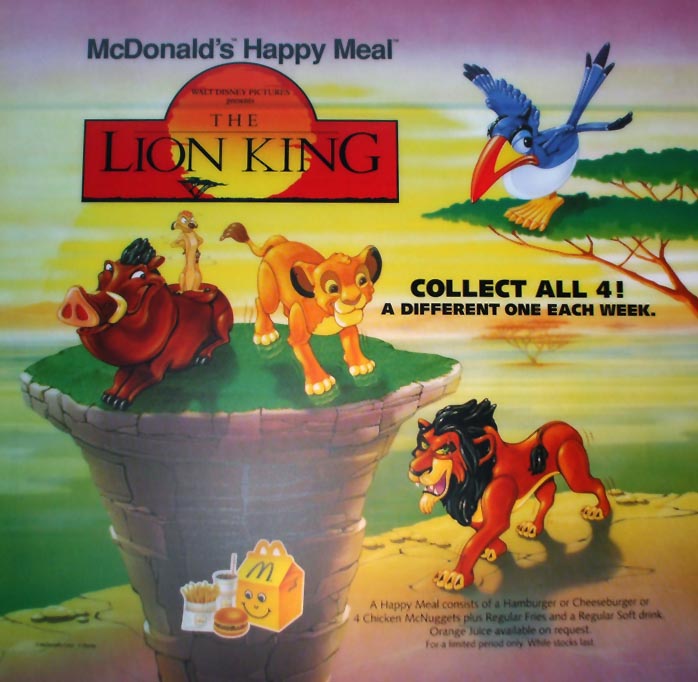 Original Mcdonalds Lion King Toys 1994 