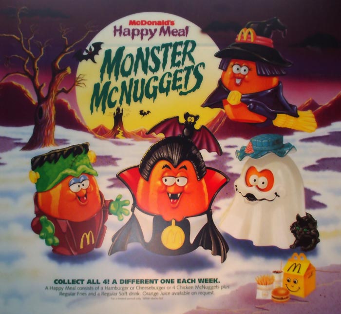 5  Vintage 1996 McDonalds Halloween McNugget Happy Meal Toy Nugget #'s 1,3,4,5,6 