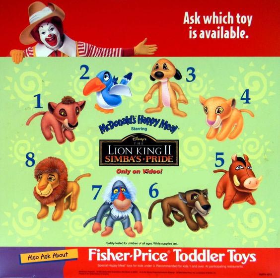 1998 Disney's The Lion King 2 Simba's Pride McDonald's Happy Meal Toy #8 Simba 