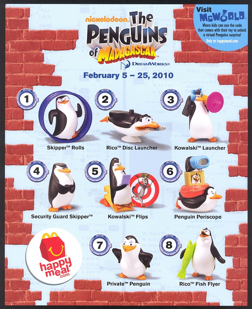 McDonalds Happy Meal Toy 2014 Penguins Madagascar Toys Various Characters