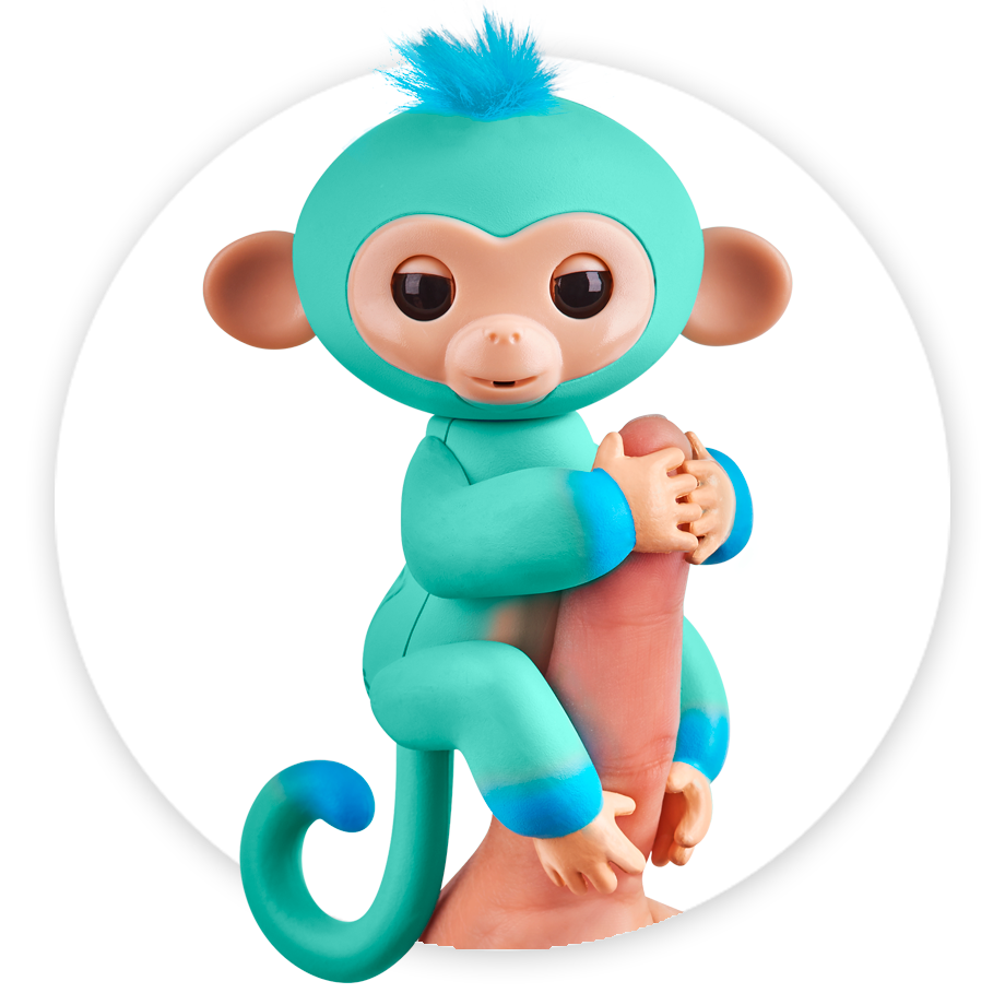 FINGERLINGS TWO-TONE OMBRE CANDI PINK/TEAL WITH TEAL HAIR Monkey Cute Noises 