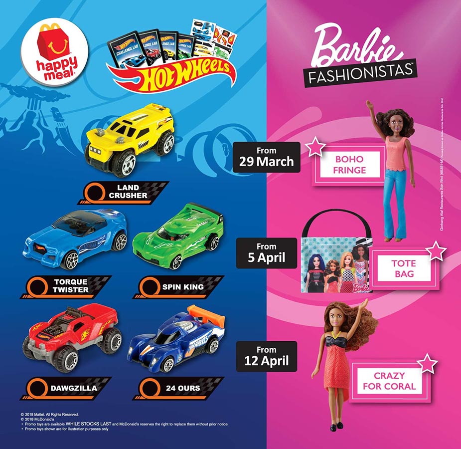 Mcdonald S Happy Meal Malaysia April Hot Wheels And Barbie Fashionistas Kids Time