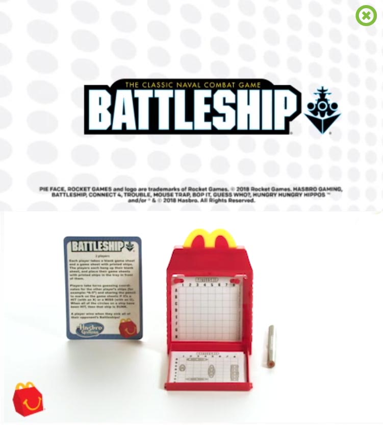 MIP McDonald's 2018 HASBRO GAMING Battleship Hungry Hippos PICK Your FAVE GAME 