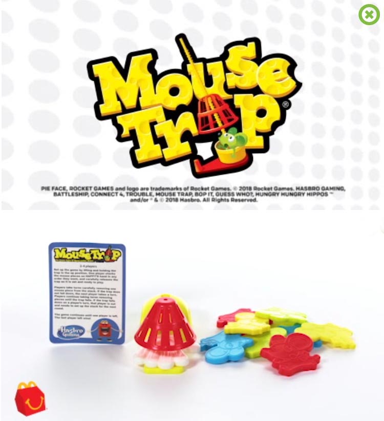 Mcdonalds 2018 Hasbro Gaming #7 MOUSE TRAP Happy Meal Toy-New!! 