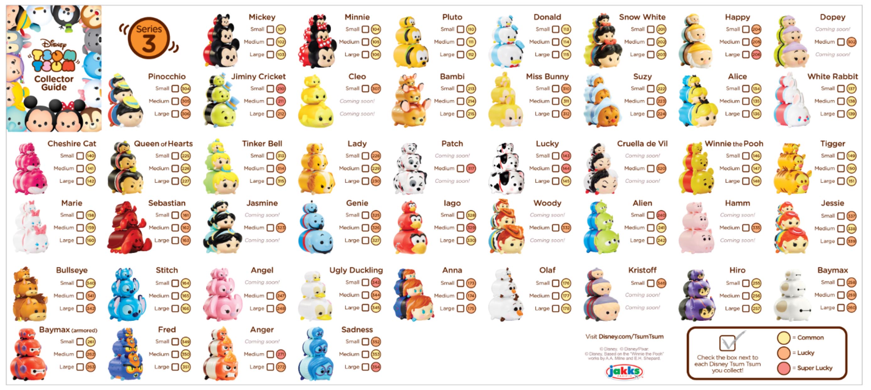 Tsum Tsum Series 3 Collector’s Guide List Checklist Kids Time