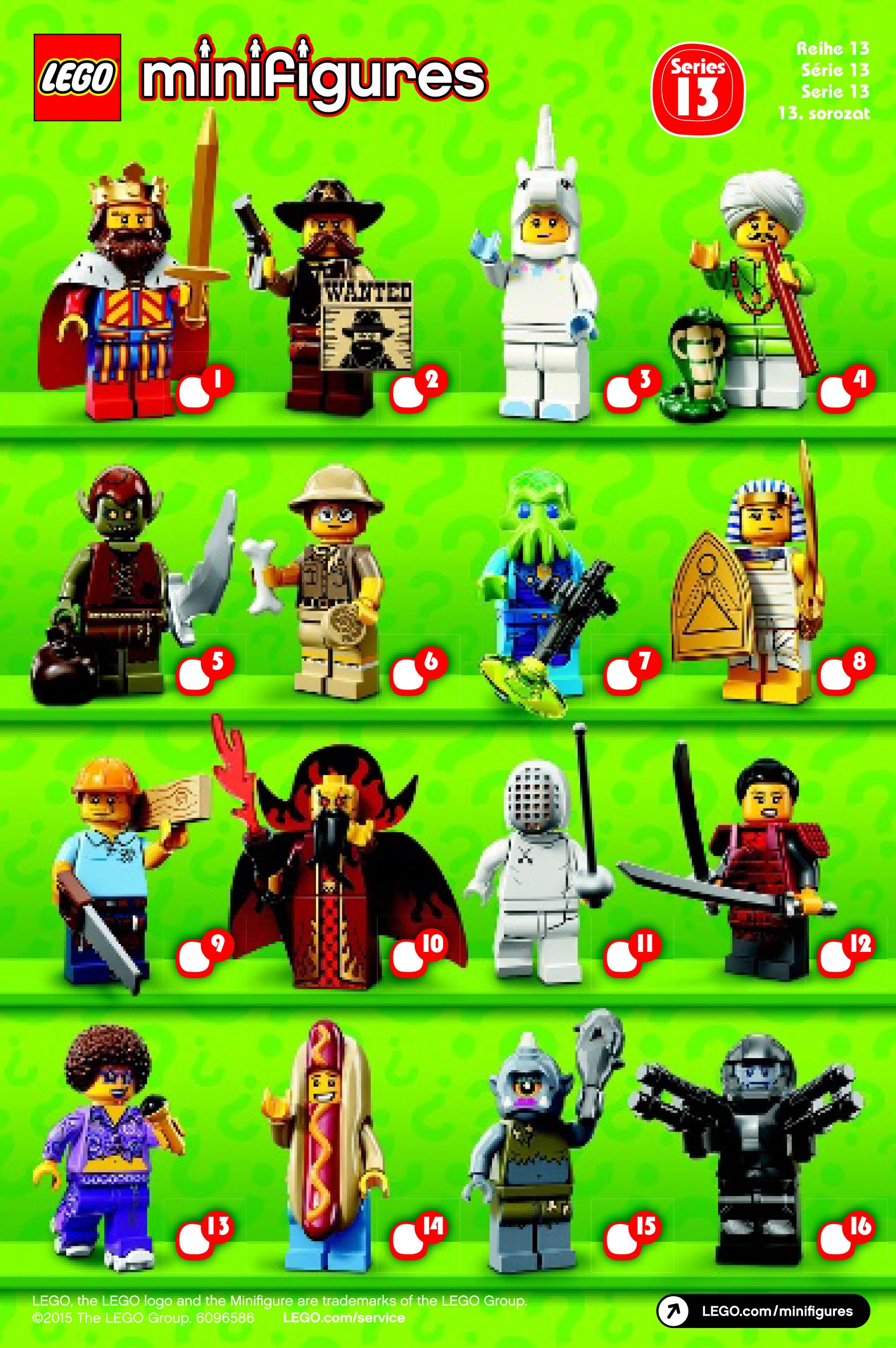 Lego minifigures serie 13 lista de verificación 