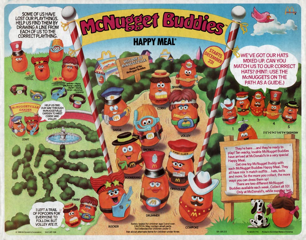 LOOSE McDonald's 1988 McNUGGET BUDDIES Nugget Buddy DAISY Slugger PICK YOUR FAVE 