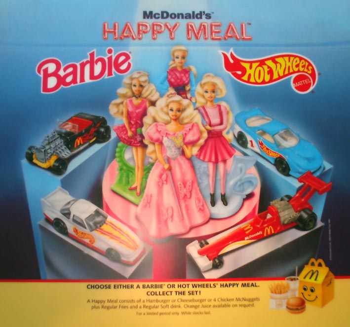 McDonalds 1999 Hot Wheels Barbie Lot of 7 Happy Meal Paper Bags Gift Party 