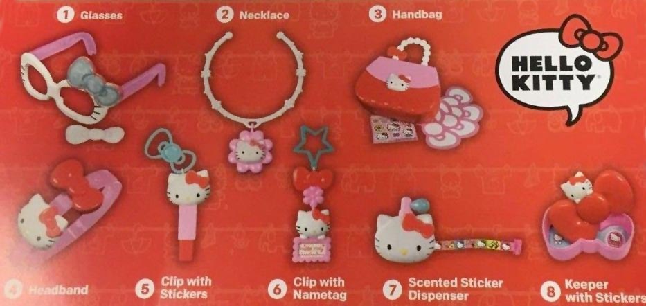 2018 Hello Kitty McDonalds Toys Completed Set 4 PCS Glasses Bag Headband 