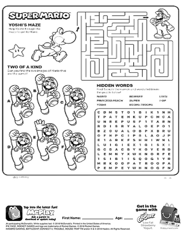 Printable Super Mario Worksheets