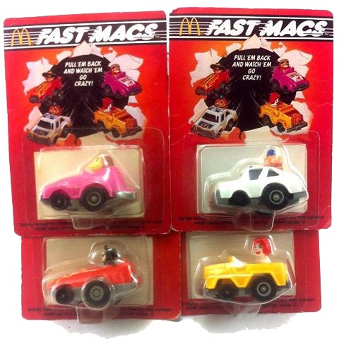 Vintage McDonalds "Fast Macs" Car Figure Toy Lot X 2-1985 Ertl 