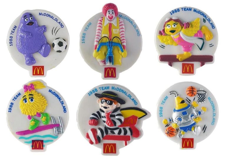 McDonald’s Happy Meal Toys 1988 Olympic Sports Clipon Buttons Kids