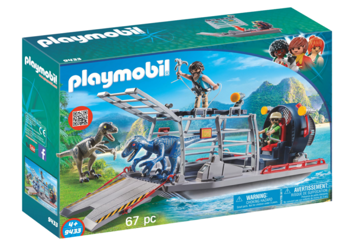 playmobil enemy airboat with raptor building set