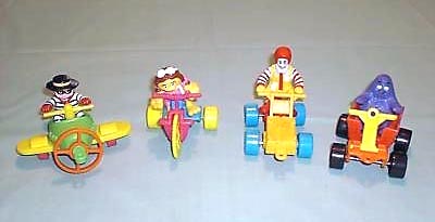 McDonalds 1991 Crazy Vehicles Happy Meal Mint in Package Complete Set 