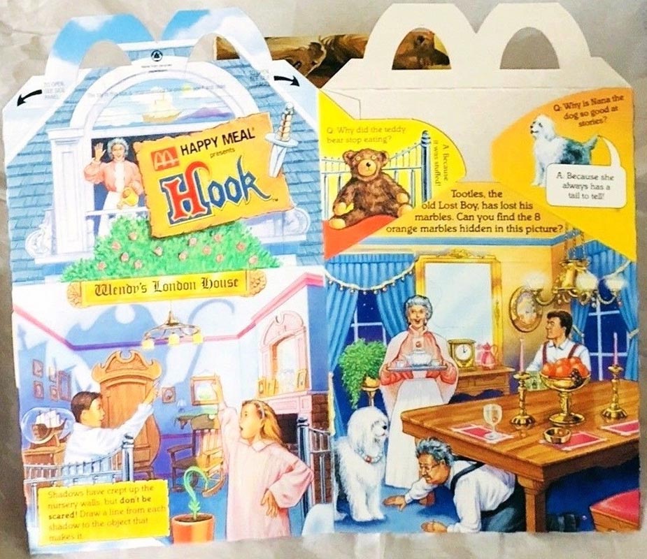 1991 HOOK SET OF ALL FOUR 4 VINTAGE MCDONALDS HAPPY MEAL BOXES 