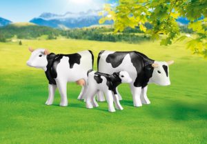 7892 2 Black Cows with Calf