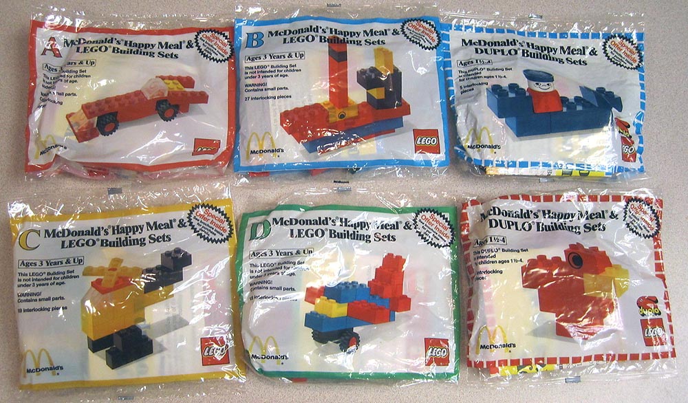 2 Vintage Lego McDonalds  Happy Meal Toy Sealed 1986 Building Set  Free Shipping 