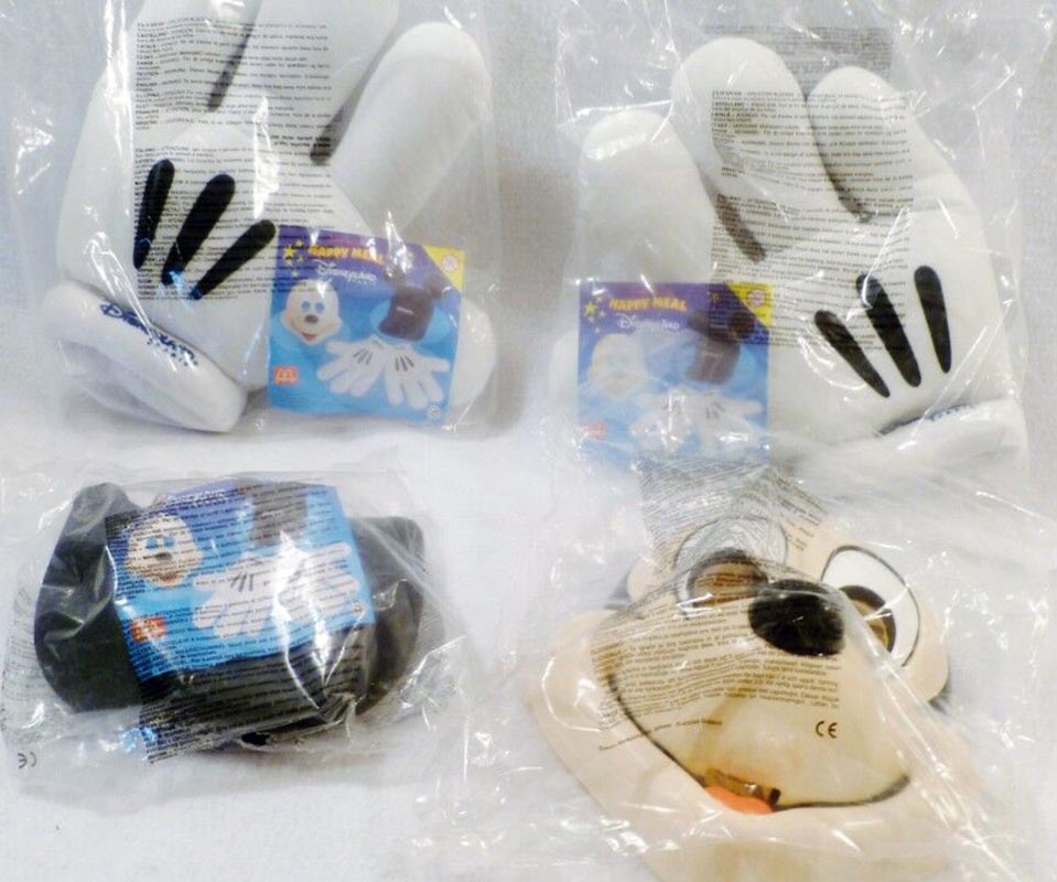 Mcdonalds 1998 Disneyland Paris Mickey Mask Hand Gloves And Cap Ears Full Set 