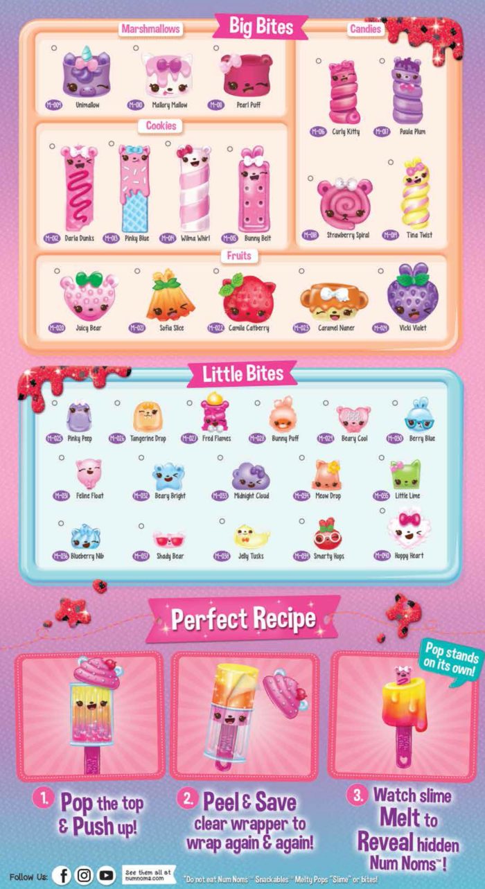 Num Noms Snackables Melty Pops Series 3 Collector Guide List Checklist ...