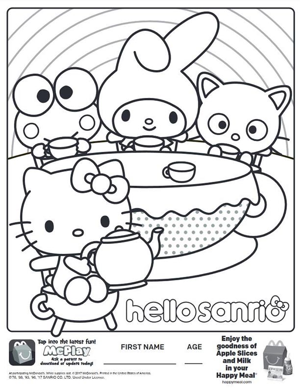 McDonalds Happy Meal Coloring and Activities Sheet Hello Sanrio