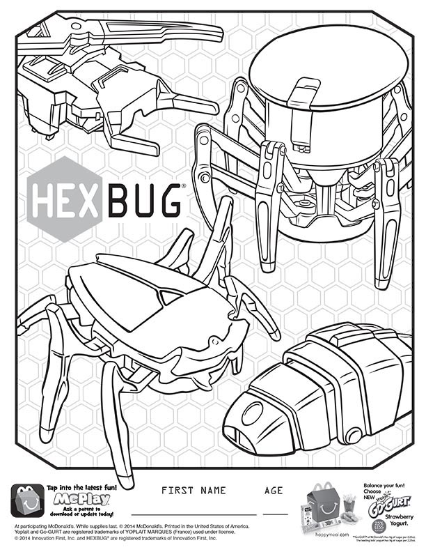 McDonalds Happy Meal Coloring and Activities Sheet – Hexbugs 02 – Kids Time