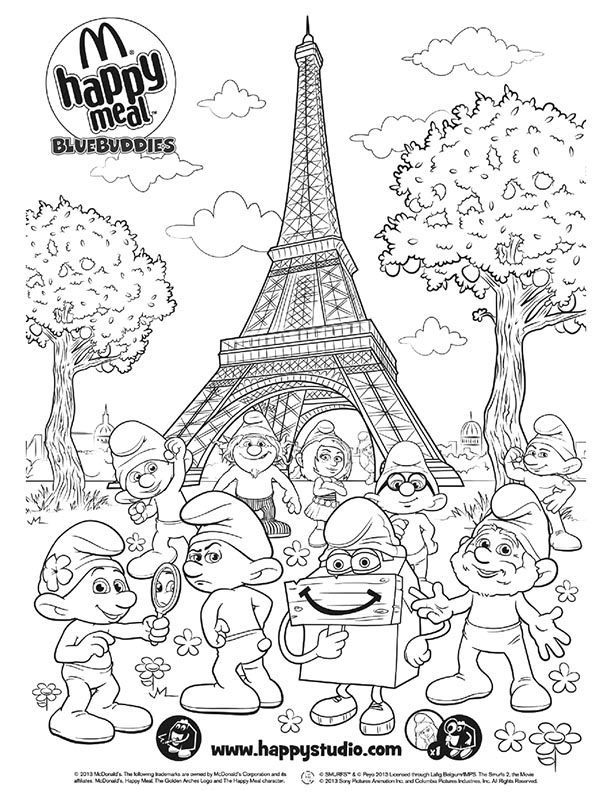 smurfs-eiffel-tower_mcdonalds-happy-meal-coloring-activities-sheet